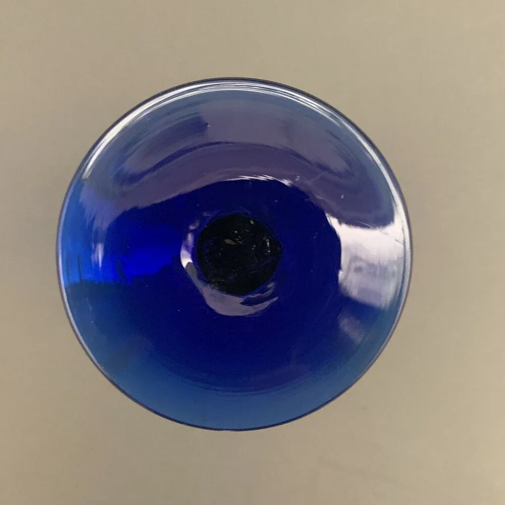 Cobalt Blue Wine Stemmed Glass Stemware Goblet‎ Bar 7 1/2